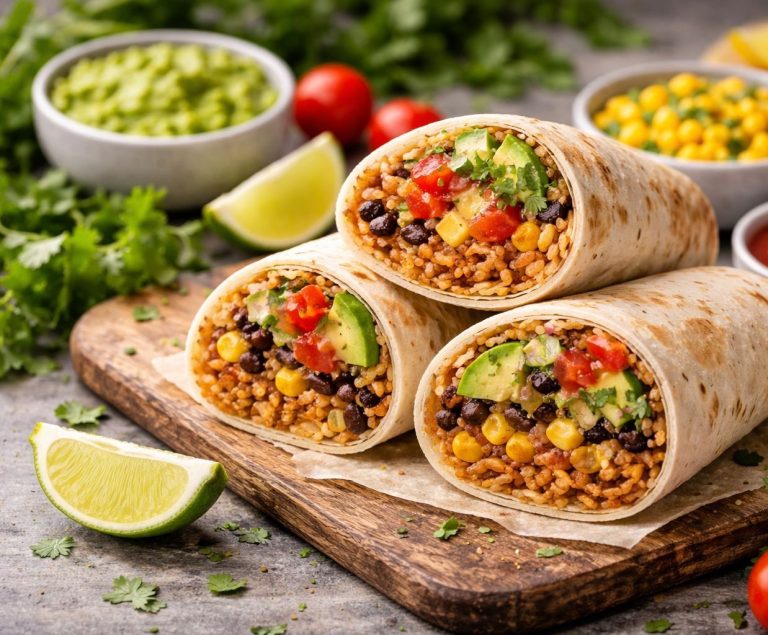 Veganer Burrito mit frischem Gemüse 